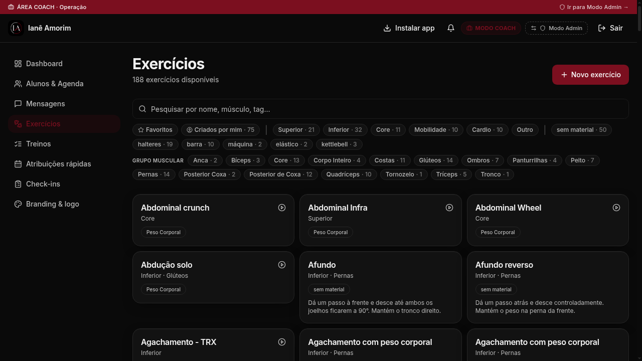 Biblioteca de Exercícios — plataforma Ianê Amorim